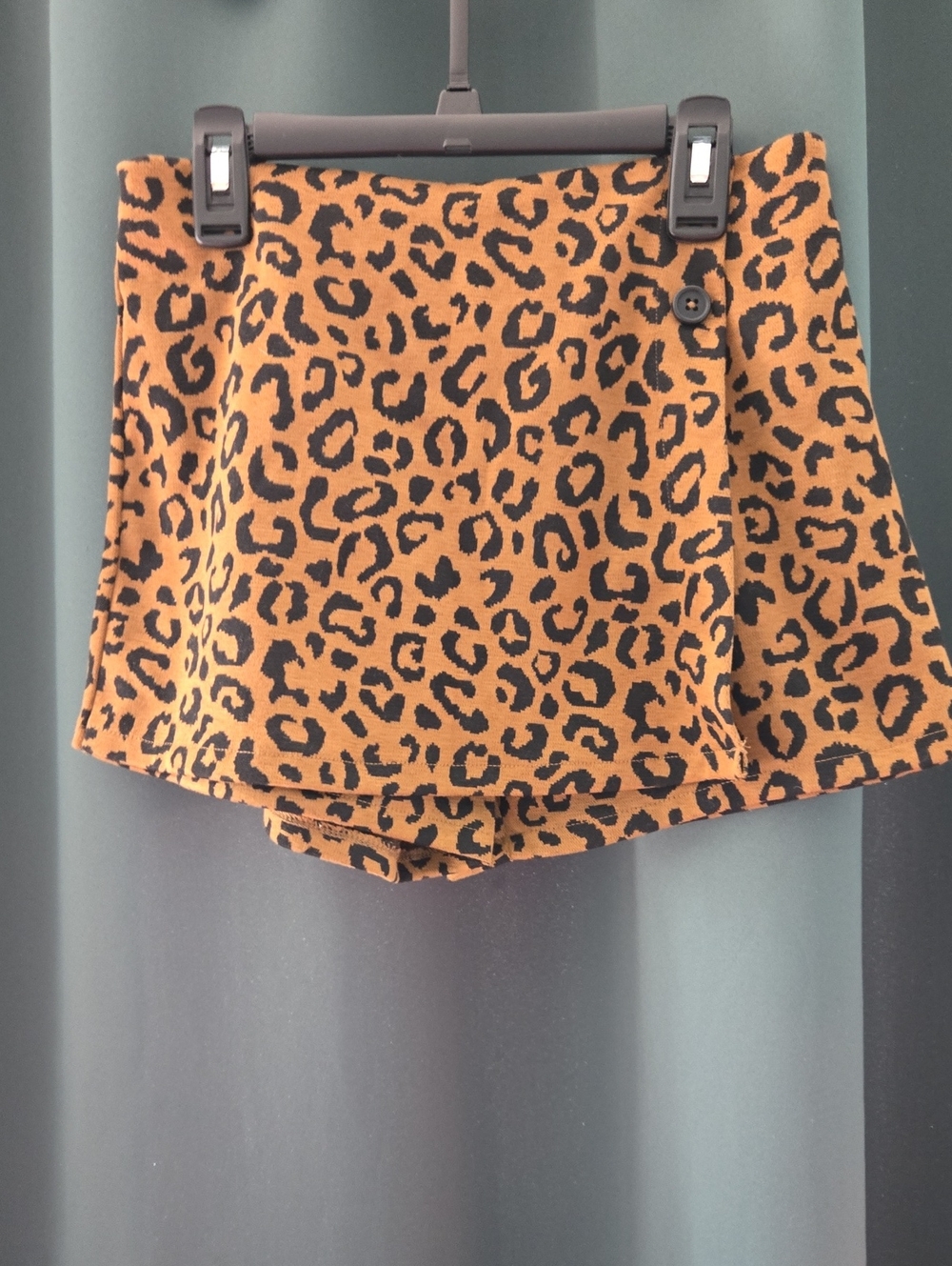 Kids Leopard Print Knit Shorts - Mustard